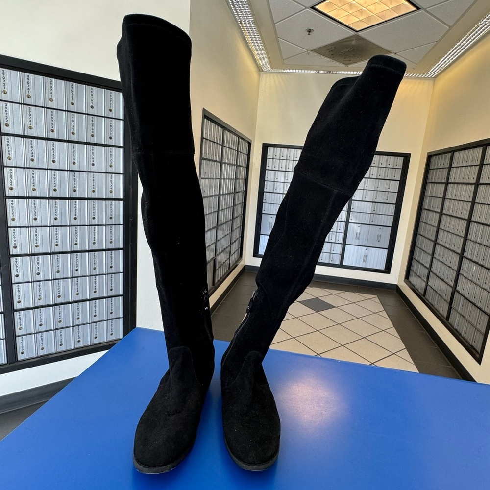 Gentle soles over the knee stretch leather suede boots